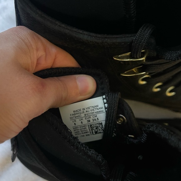 Black High-Top Converse Lunarlon Sneakers with Gold Accents - Picture 4 of 6